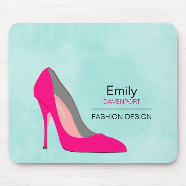 Tapis De Souris Hot rose Stiletto High Heel Shoe Chic Personnalisé (Devant)