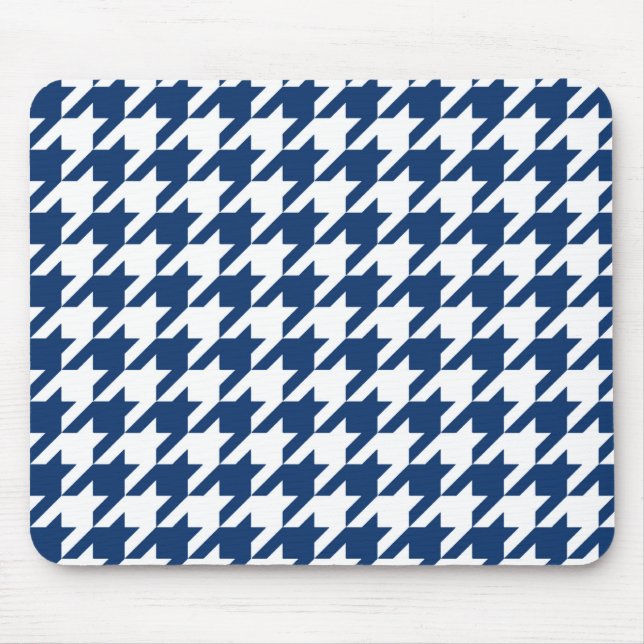 Tapis De Souris Houndstooth élégant de la Marine (Devant)