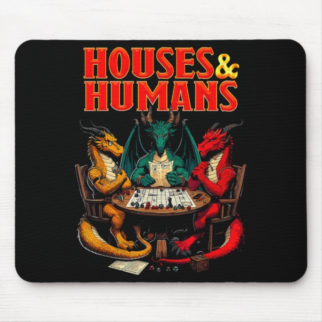 Tapis De Souris Houses And Humans Funny Tabletop Rpg Dice Game Par (Devant)