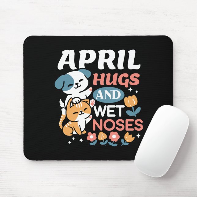 Tapis De Souris Hugs, Nez Humide et Vibes de Printemps - Animaux d (Avec souris)