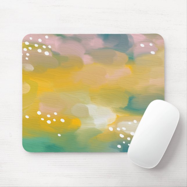 Tapis De Souris Huile abstraite brillante peinte. Brush-stroke acr (Avec souris)