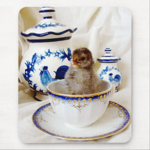 Tapis De Souris Huile Paint Effet Chick et Tea Cup en Studio