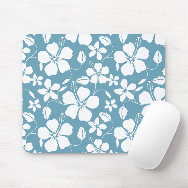 TAPIS DE SOURIS HULA HAÏIENNE (HIBISCUS) ESCLAT BLEU (Avec souris)