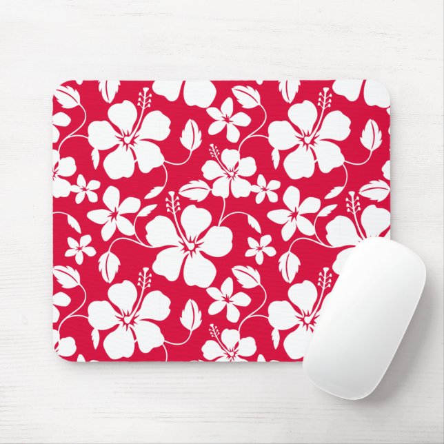 TAPIS DE SOURIS HULA HAÏIENNE (HIBISCUS) ROUGE (Avec souris)