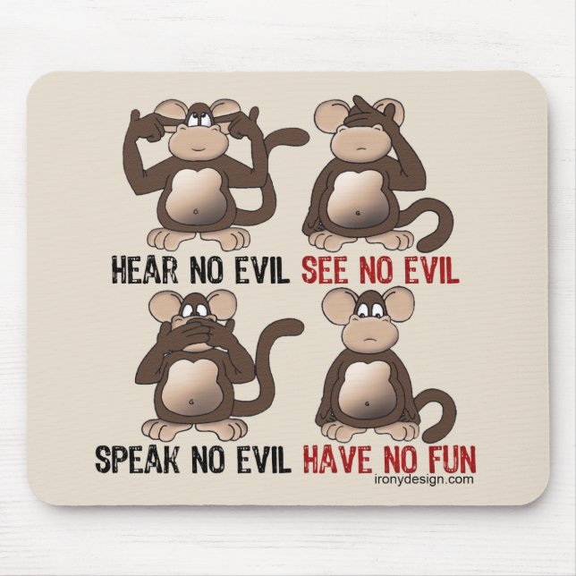 Tapis De Souris Humeur sage de singes (Devant)