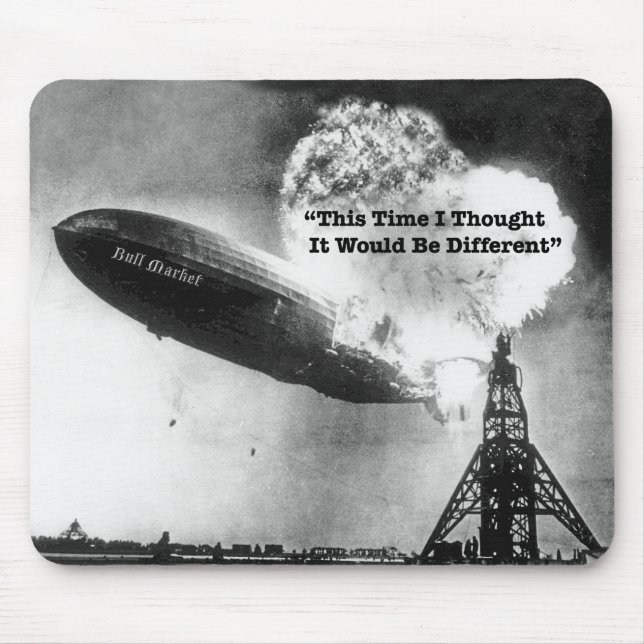 Tapis De Souris Humour d'écroulement du marché Bull (Devant)