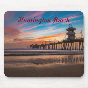 Tapis De Souris Huntington Beach Pier au coucher du soleil