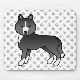 Tapis De Souris Husky Sibérien surtout noir Chien de dessin animé