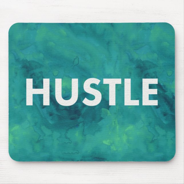 Tapis De Souris Hustle aquarelle Typographie moderne Mousepad (Devant)