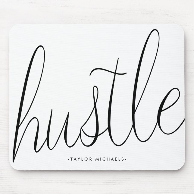 Tapis De Souris Hustle noir et blanc avec le nom Mousepad (Devant)