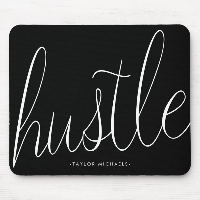 Tapis De Souris Hustle noir et blanc avec le nom Mousepad (Devant)