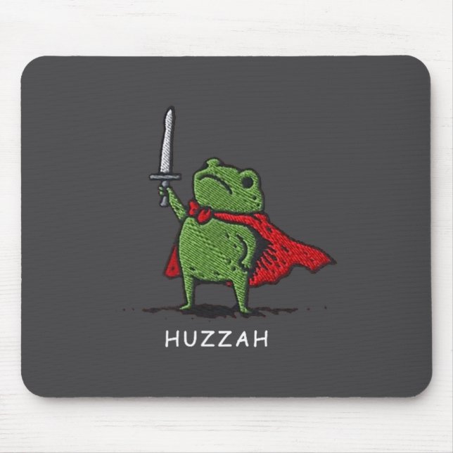 Tapis De Souris Huzzah Frog Knight Funny Sword Meme Quote  (Devant)