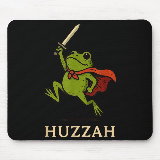 Tapis De Souris Huzzah Frog Knight Funny Sword Meme Quote  (Devant)