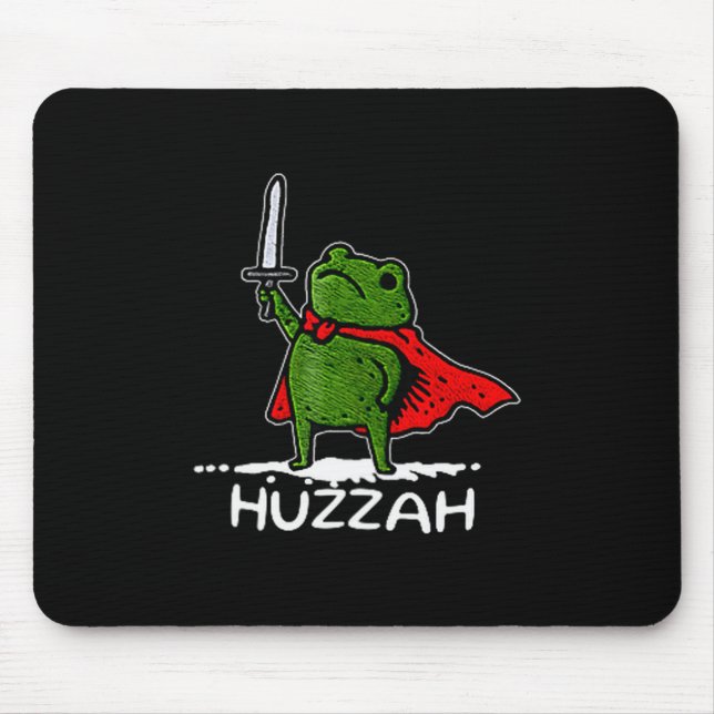 Tapis De Souris Huzzah Frog Knight Funny Sword Meme Quote  (Devant)