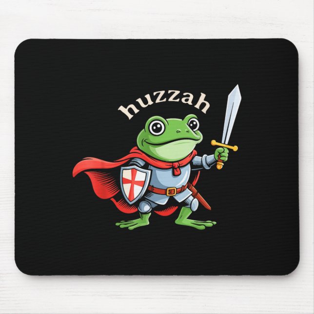Tapis De Souris Huzzah Frog Knight Funny Sword Meme Quote Medieval (Devant)