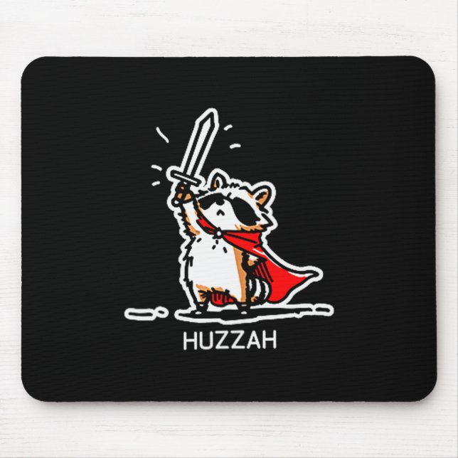 Tapis De Souris Huzzah Raccoon Knight Funny Sword Meme Quote  (Devant)
