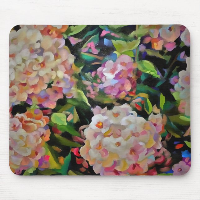 Tapis De Souris Hydrangea Blossom Art Décoratif Floral Rose (Devant)