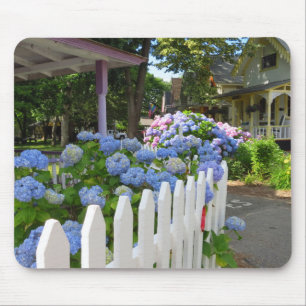 Tapis De Souris Hydrangeas et clôture à pinces - Martha's Vineyard