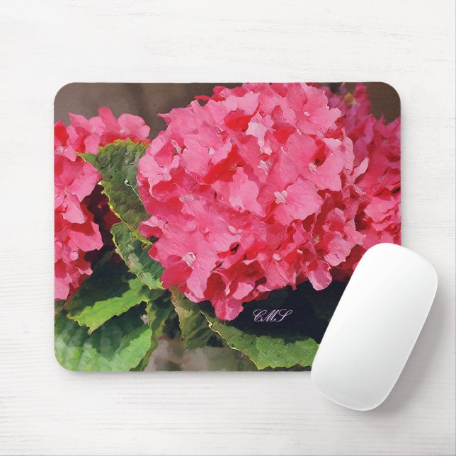 Tapis De Souris Hydrangeas roses (Avec souris)