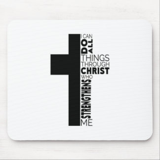 Tapis De Souris "I Can Do All Things Through Christ" Cross 