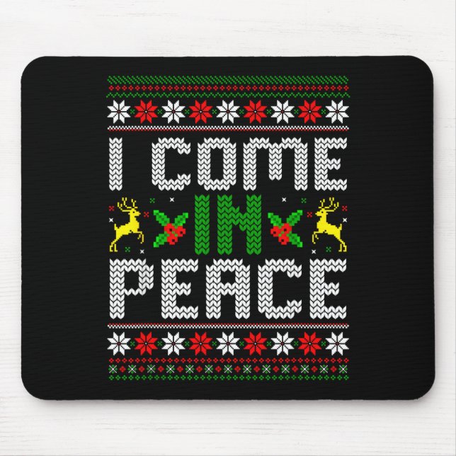 Tapis De Souris I Come In Peace Couple Matching Ugly Christmas Swe (Devant)