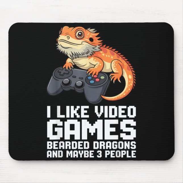 Tapis De Souris I Like Video Games Bearded Dragon Gamer Introvert  (Devant)
