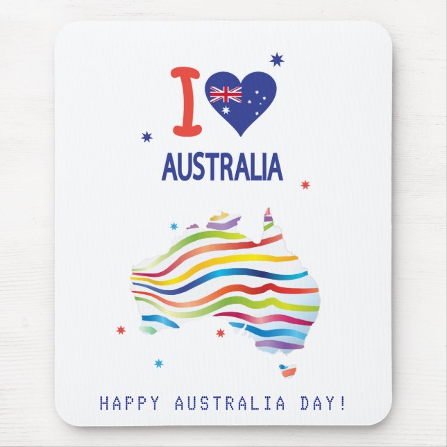 Tapis De Souris "I LOVE AUSTRALIA" Australia Day 26 janvier (Devant)
