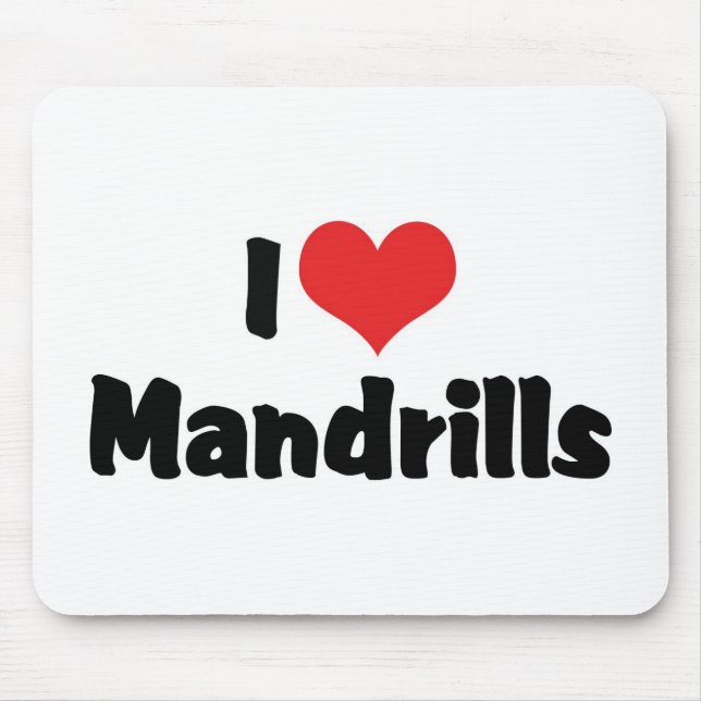 Tapis De Souris I Love Heart Mandrills (Devant)