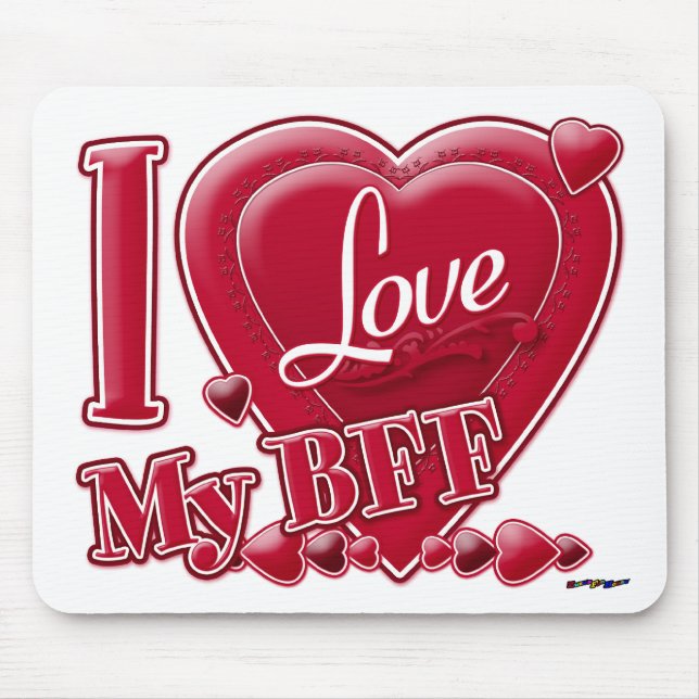 Tapis De Souris I Love My BFF rouge - coeur (Devant)
