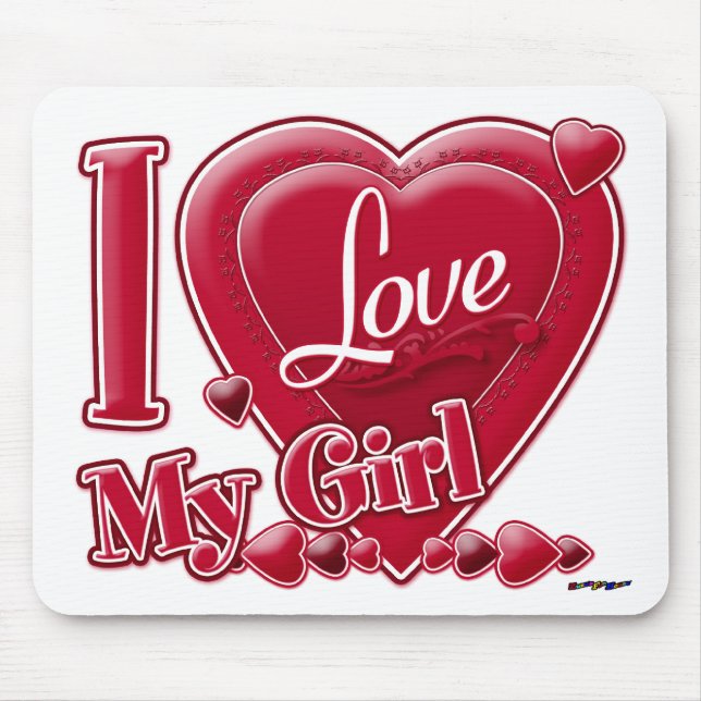 Tapis De Souris I Love My Girl rouge - coeur (Devant)