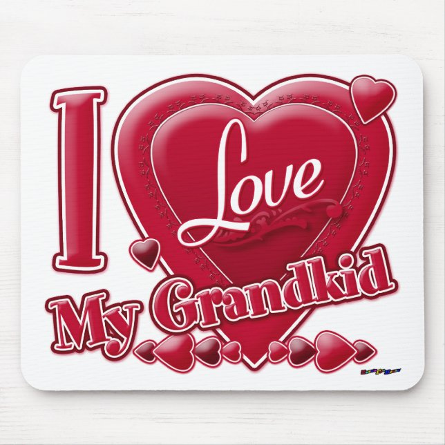 Tapis De Souris I Love My Grandchildren rouge - coeur (Devant)