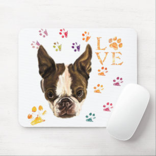 Tapis De Souris I Love Pets - Joli Chiot - Traces colorées Dessin