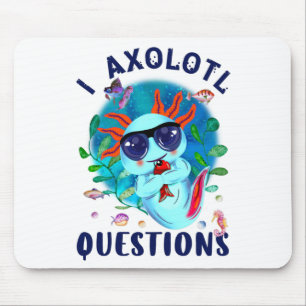 Tapis De Souris I Questions Axolotl, Mignonne Axolotl Blue Kawaii