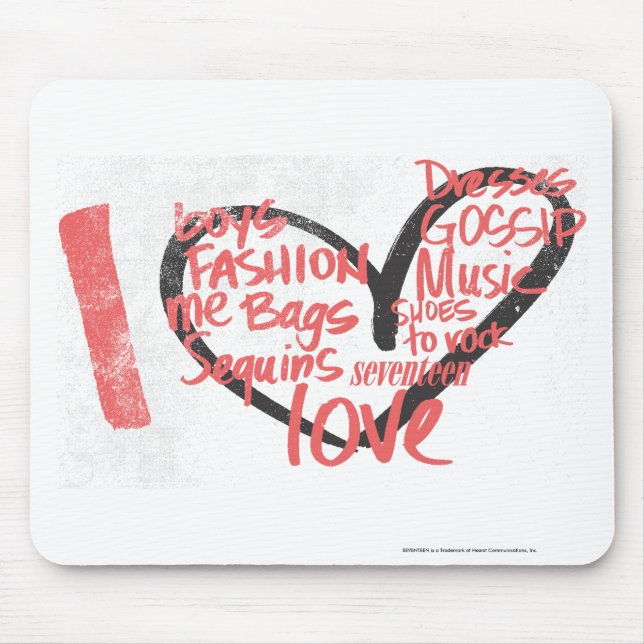 Tapis De Souris I rose de graffiti de coeur (Devant)