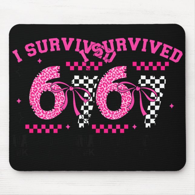 Tapis De Souris I Survived 67 Days Leopard Checkered 67 Kindergart (Devant)