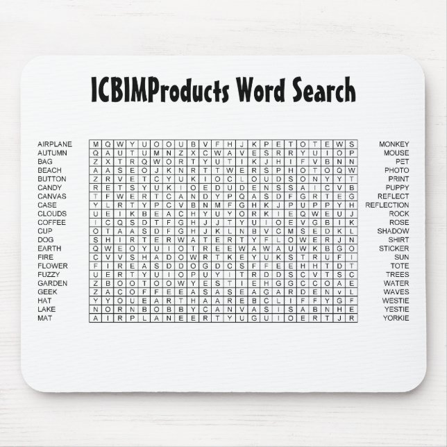 Tapis De Souris ICBIMProducts Recherche Word (Devant)