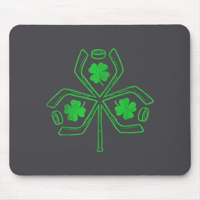 Tapis De Souris Ice Hockey Shamrock Clover St Patricks Day Player  (Devant)