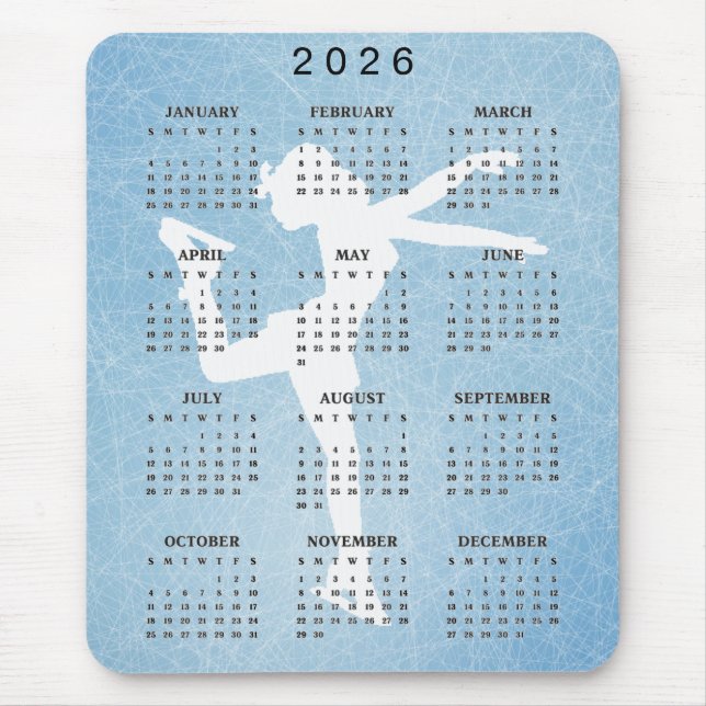 Tapis De Souris Ice Skater Design 2025 Calendar Mousepad (Devant)