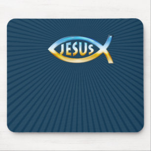 Tapis De Souris Ichthus - Symbole de poisson chrétien Ciel & Terr