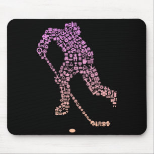 Tapis De Souris Icône de joueuse de hockey Équipement de joueuse d