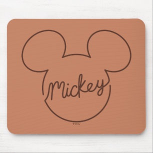 Tapis De Souris Icône de nom graphique en ligne continue de Mickey