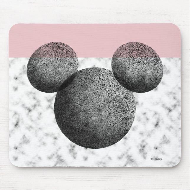 Tapis De Souris Icône Mickey | Rose et marbre (Devant)