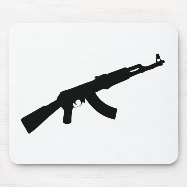 Tapis De Souris icône noire de l'ak 47 d'arme à feu (Devant)