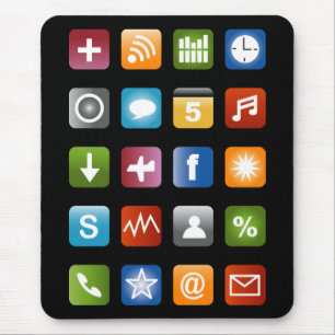 Tapis De Souris icônes de l'application de smartphone Geeky pavé s