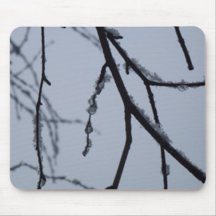 Tapis De Souris Icy Branches Winter Nature Photographie