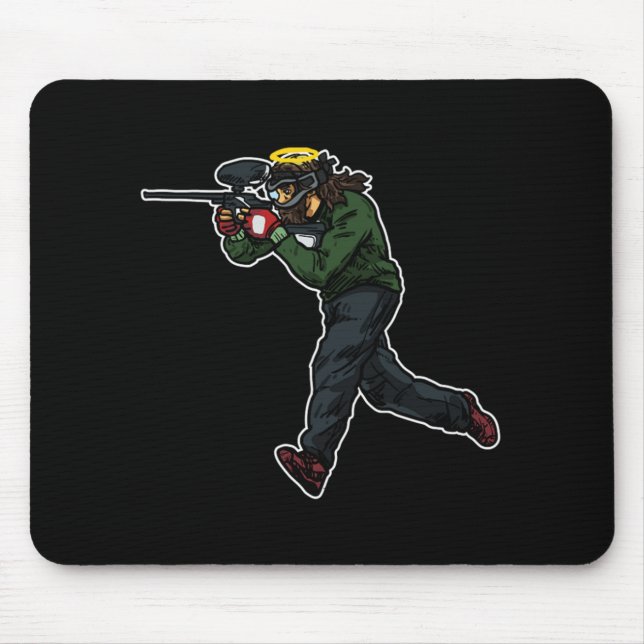 Tapis De Souris Idée cadeau de cool Jesus Paintball (Devant)