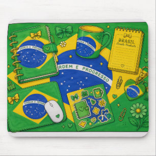 Tapis De Souris Idées de papeterie avec le drapeau du Brésil