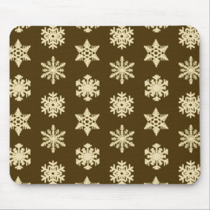 Tapis De Souris Ikat Snowflakes - Beige and Chocolate Brown
