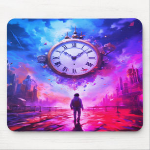 Tapis De Souris Il est temps Horloge dans le ciel sur un épais ord