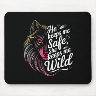 Tapis De Souris Il Me Garde En Sécurité Elle Me Garde Wolf Art Lov